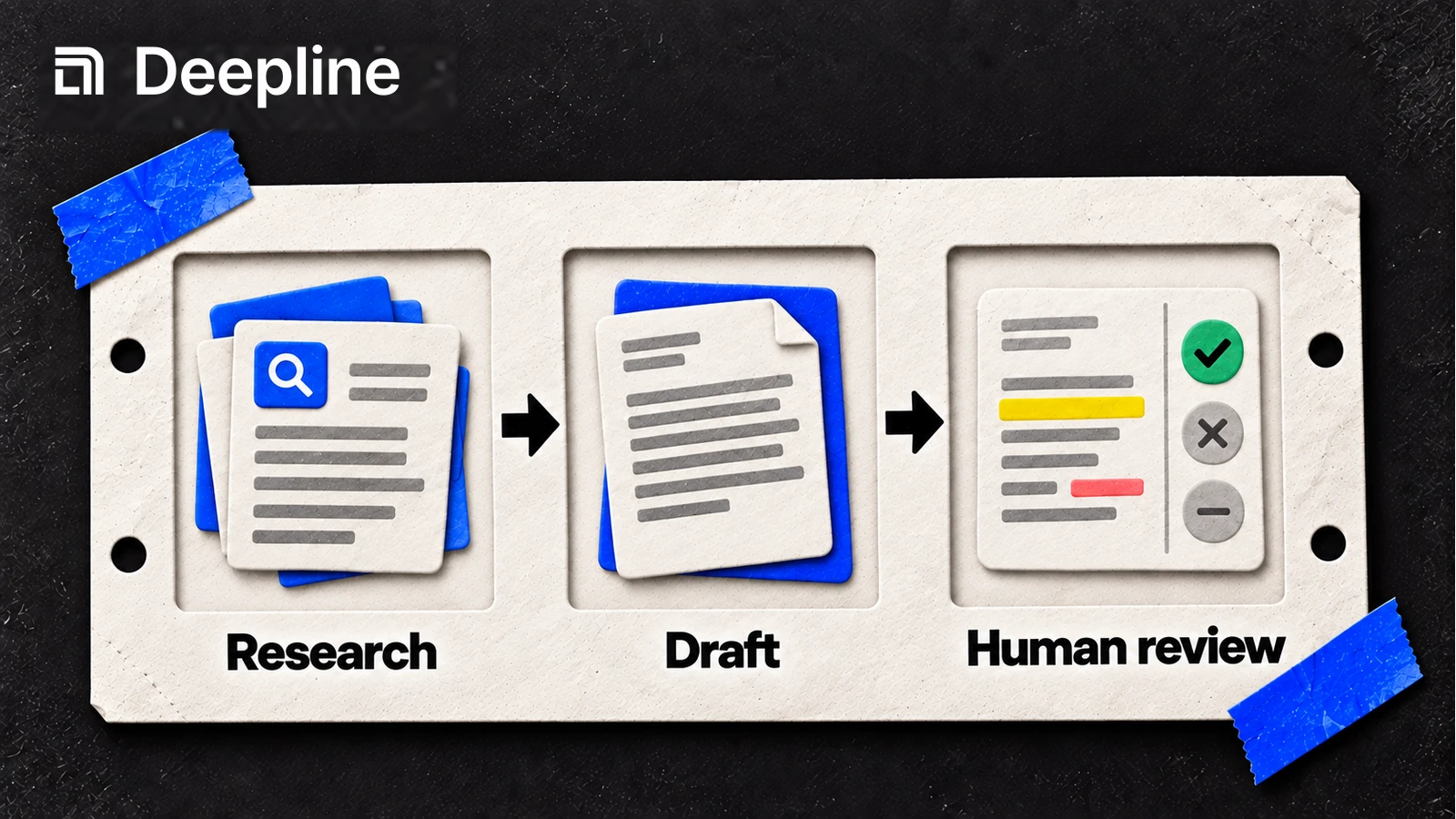Account research leads to a message draft and human review.