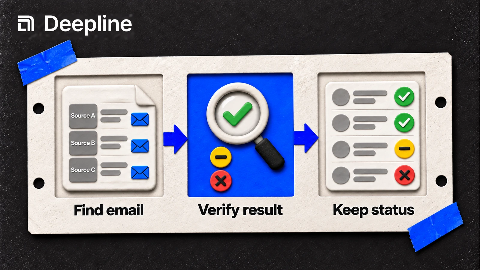 Email lookup results are verified and retain valid, invalid and unknown statuses.